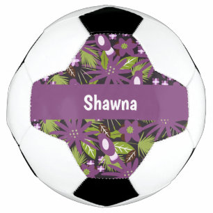 Jungle Bird Pattern Purple Greenery Soccer Ball