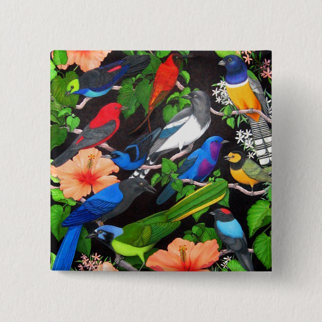 Jungle Birds of Mexico 15 Cm Square Badge (Front)