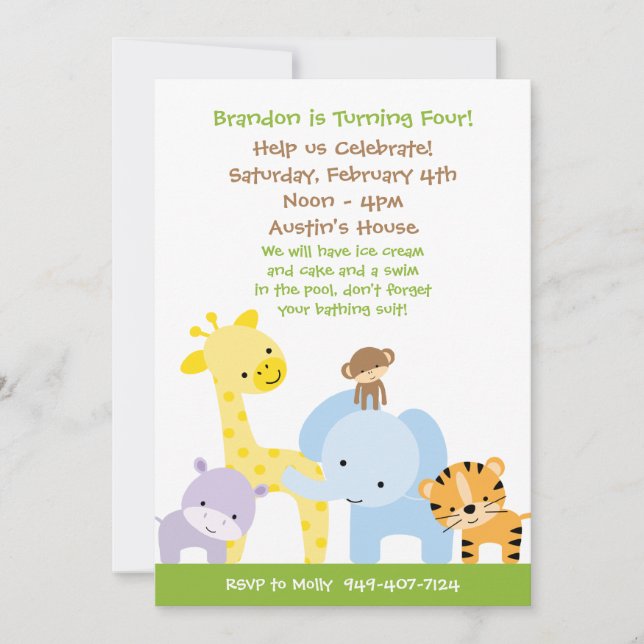 Jungle Birthday Party Invitation (Front)