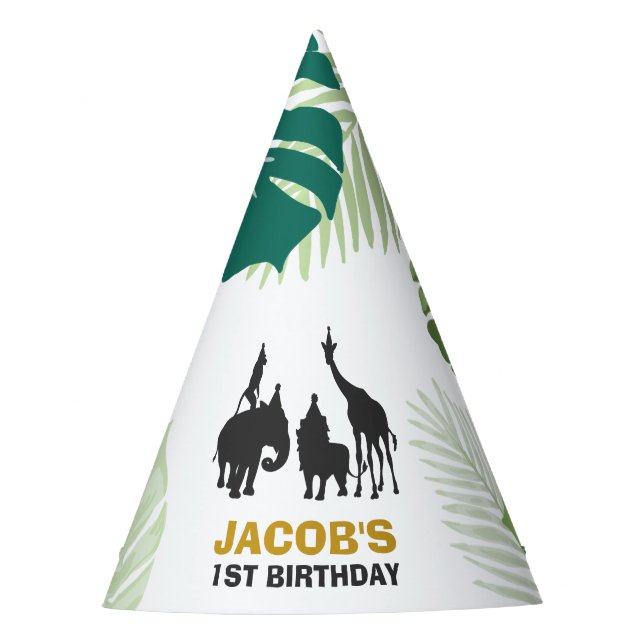 Jungle Birthday Party Paper hat Safari Animals (Front)