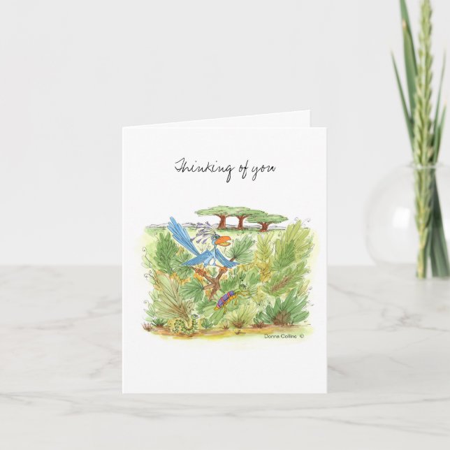 Jungle Blue Bird Note Card (Front)