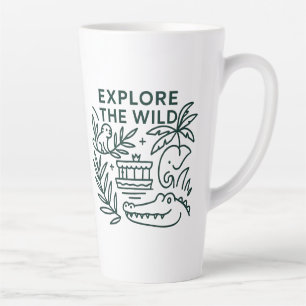 Jungle Boat Cruise, Theme Park, Minimalist Design Latte Mug