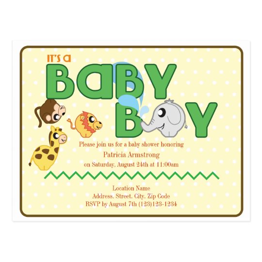 Jungle Boy Baby Shower Postcard Invite