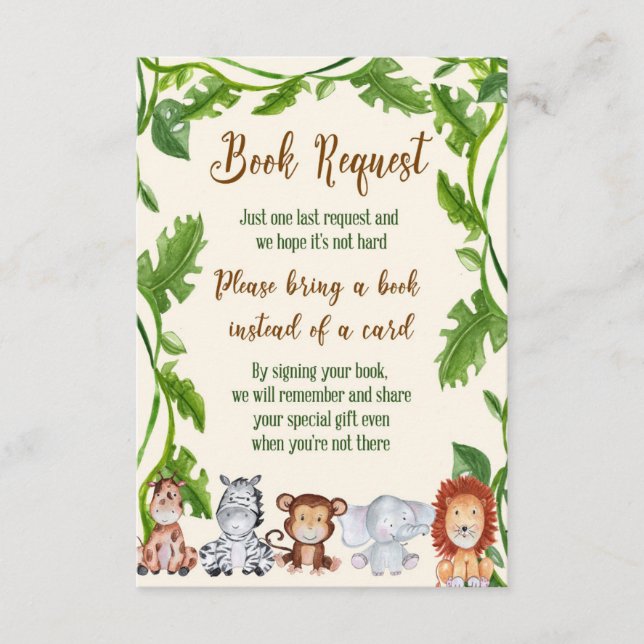 Jungle Bring a book Card, Safari Bring a Book Card (Front)