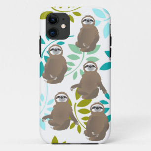 Jungle Brown Sitting Sleeping Sloths iPhone 11 Case