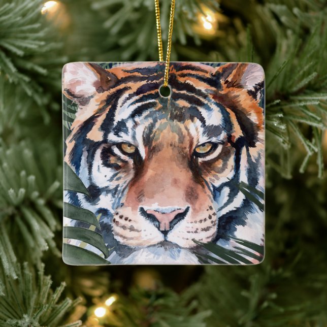 Jungle Cat - Tiger Ceramic Ornament (Tree)