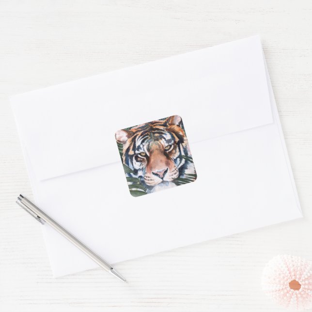 Jungle Cat - Tiger Square Sticker (Envelope)