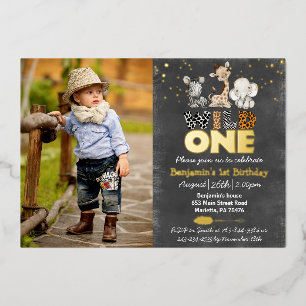 Jungle Chalkboard Wild One Photo Real Gold Foil In