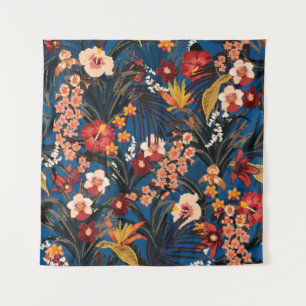 Jungle Chic: Dark Blue Exotic. Tapestry