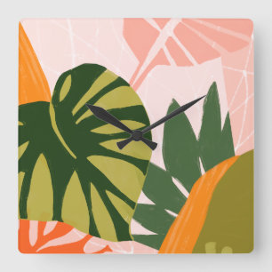 Jungle Collage I Square Wall Clock