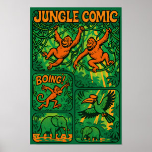 Jungle Comic Fun Poster