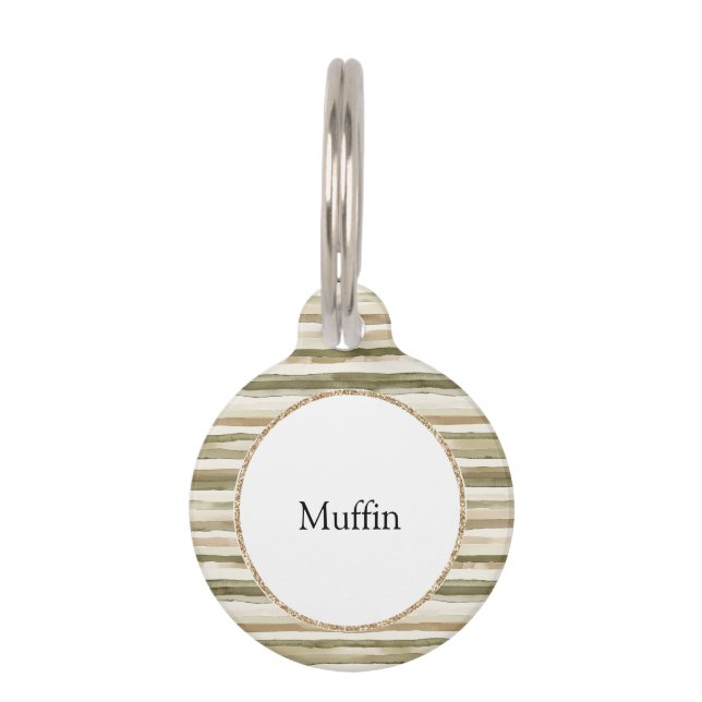 Jungle Cream Brown Stripes   Pet Tag (Front)