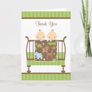 Jungle Crib Twins Note Cards
