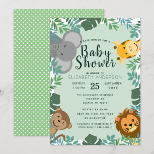 Jungle Critters Baby Shower Invitation