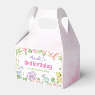 Jungle Cute Dinosaur Girl Birthday Party Favour Box