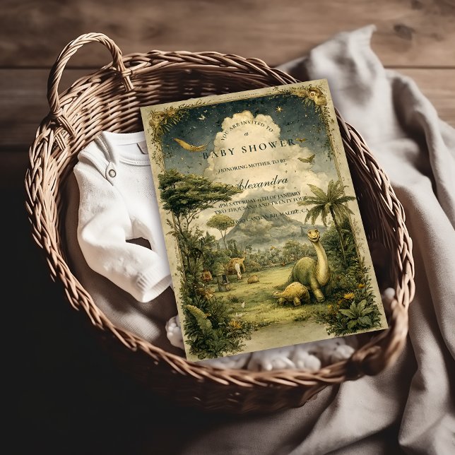 Jungle Dinosaur Baby Shower Invitation (Creator Uploaded)