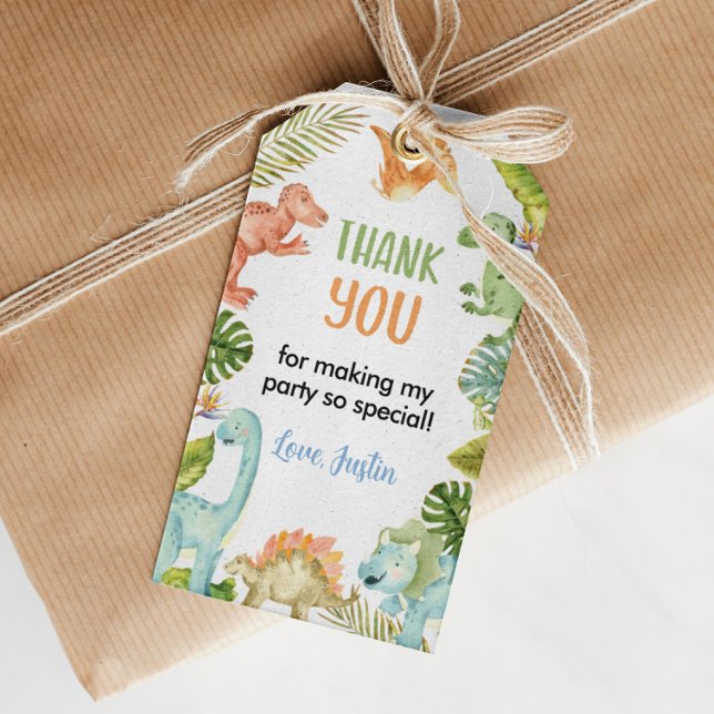 Jungle Dinosaur Birthday Thank You Tag (Creator Uploaded)