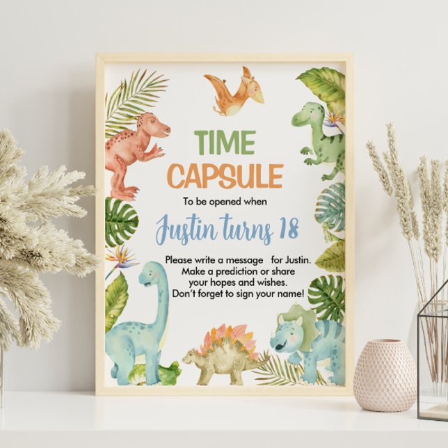 Jungle Dinosaur Birthday Time Capsule Sign (Creator Uploaded)
