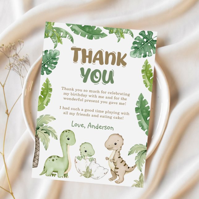 Jungle Dinosaurs Birthday Thank You Card (Creator Uploaded)