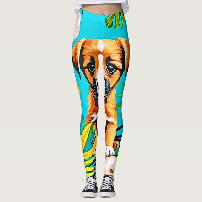 Jungle Dog Art Leggings (Front)
