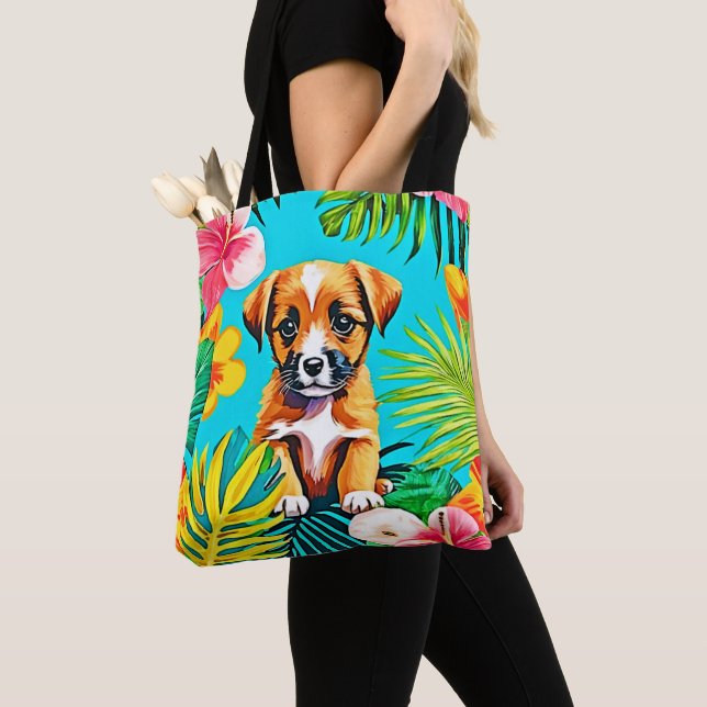 Jungle Dog Art Tote Bag (Close Up)