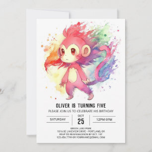 Jungle Editable Monkey Birthday Invitation