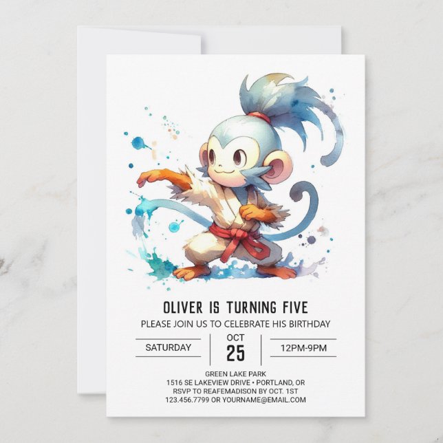 Jungle Editable Monkey Birthday Invitation (Front)