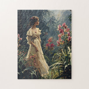 Jungle Elegance: Vintage Orchid Portrait Jigsaw Puzzle
