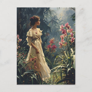 Jungle Elegance: Vintage Orchid Portrait Postcard