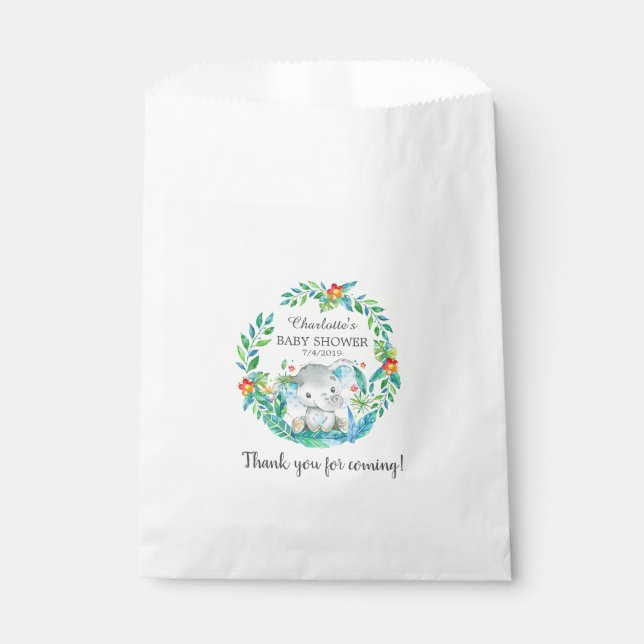 Jungle Elephant Baby Shower Favour Bags (Front)