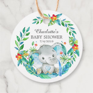 Jungle Elephant Baby Shower Favour Gift Tag