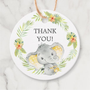 Jungle Elephant Baby Shower Favour Gift Tag