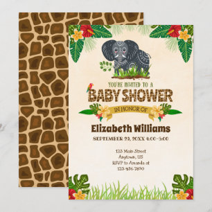 Jungle Elephant Baby Shower Invitation