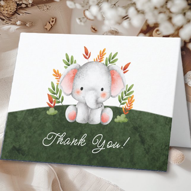 Jungle Elephant Baby Shower Thank You (Creator Uploaded)