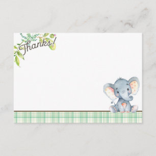 Jungle Elephant Baby Shower Thank You Card
