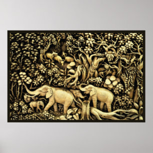 Jungle Elephants 26 x 24 Poster