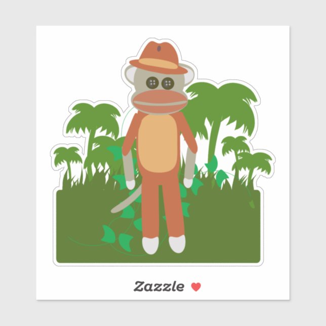 Jungle Explorer Sock Monkey Fun Adventure Design (Sheet)