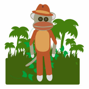 Jungle Explorer Sock Monkey Fun Adventure Design Standing Photo Sculpture