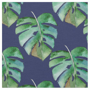 Jungle Ferns on Blue Fabric
