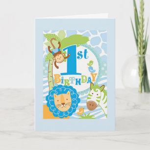 Jungle First Birthday Card