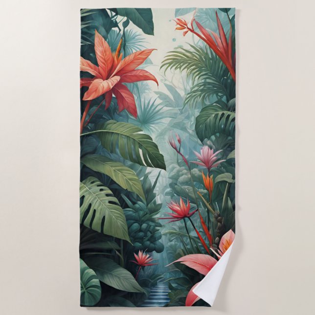 Jungle Floral 2 Beach Towel (Front)