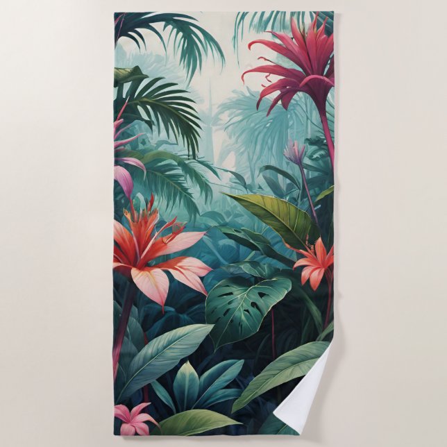 Jungle Floral Beach Towel (Front)