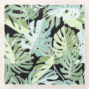 Jungle Floral Pattern 2 Glass Coaster