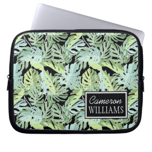 Jungle Floral Pattern Add Your Name Laptop Sleeve