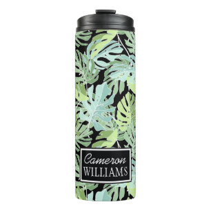 Jungle Floral Pattern   Add Your Name Thermal Tumbler