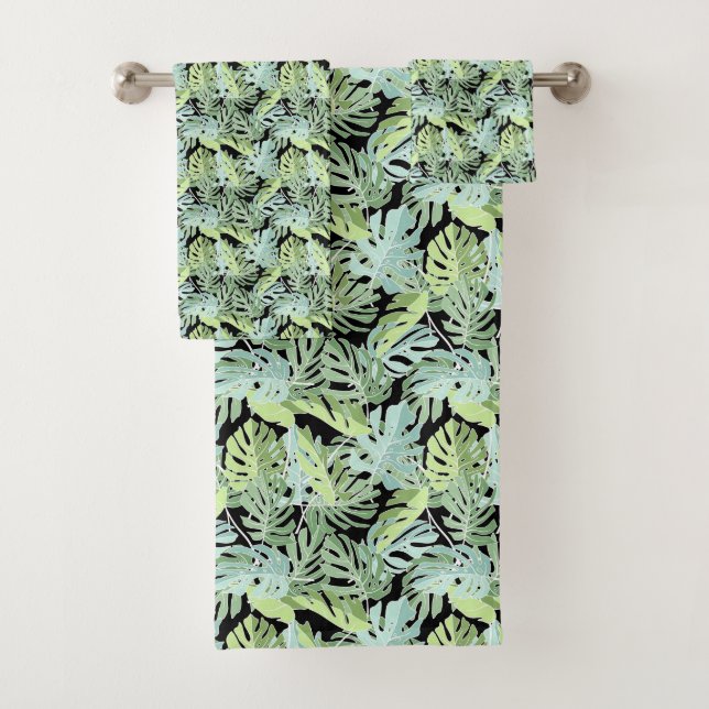 Jungle Floral Pattern Bath Towel Set (Insitu)