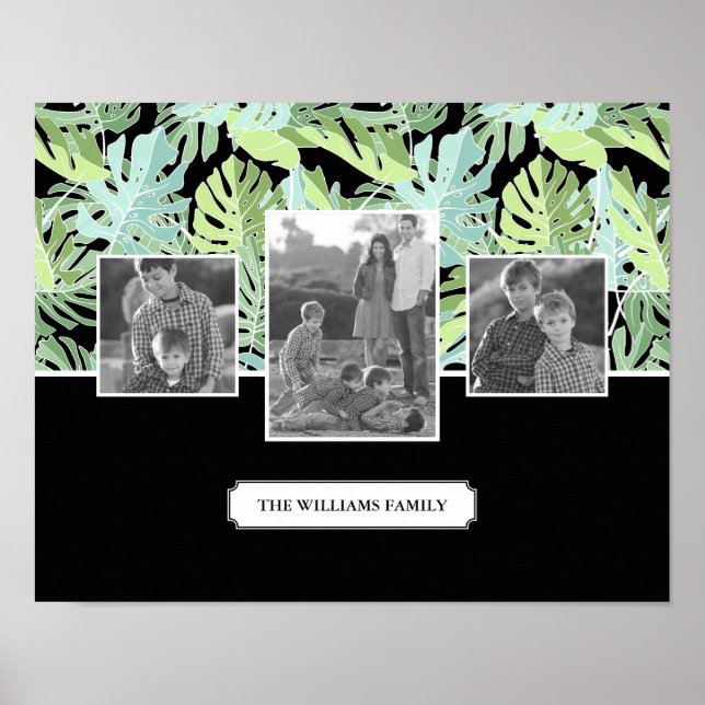 Jungle Floral Pattern | Family Photos & Text Poster (Front)
