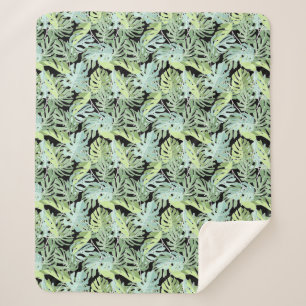 Jungle Floral Pattern Sherpa Blanket