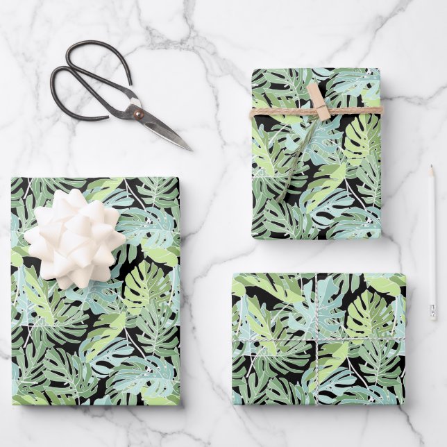 Jungle Floral Pattern Wrapping Paper Sheet (Front)