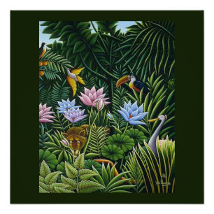 Jungle Folk Art by Rousseau Poster
